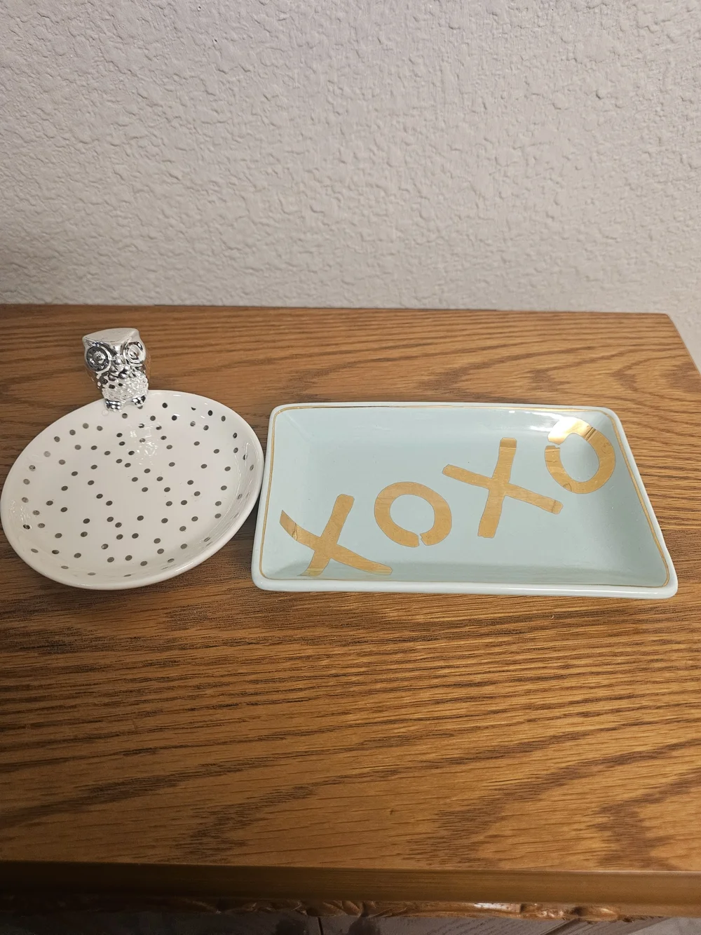 Set of 2 Trinket Dishes Kate Aspen XOXO & Kohl's Silver Owl